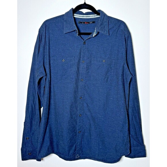 Stoic Men's Large Blue Button Front Shirt Long Sleeve Cotton Outdoor Casual - Picture 1 of 15